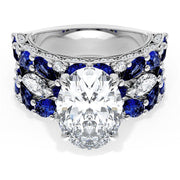 Oval Solitaire Engagement Ring w/ Marquise & Pear Band