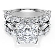 Princess Solitaire Engagement Ring w/ Marquise & Pear Band