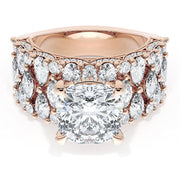 Cushion Solitaire Engagement Ring w/ North South Marquise & Pear Band