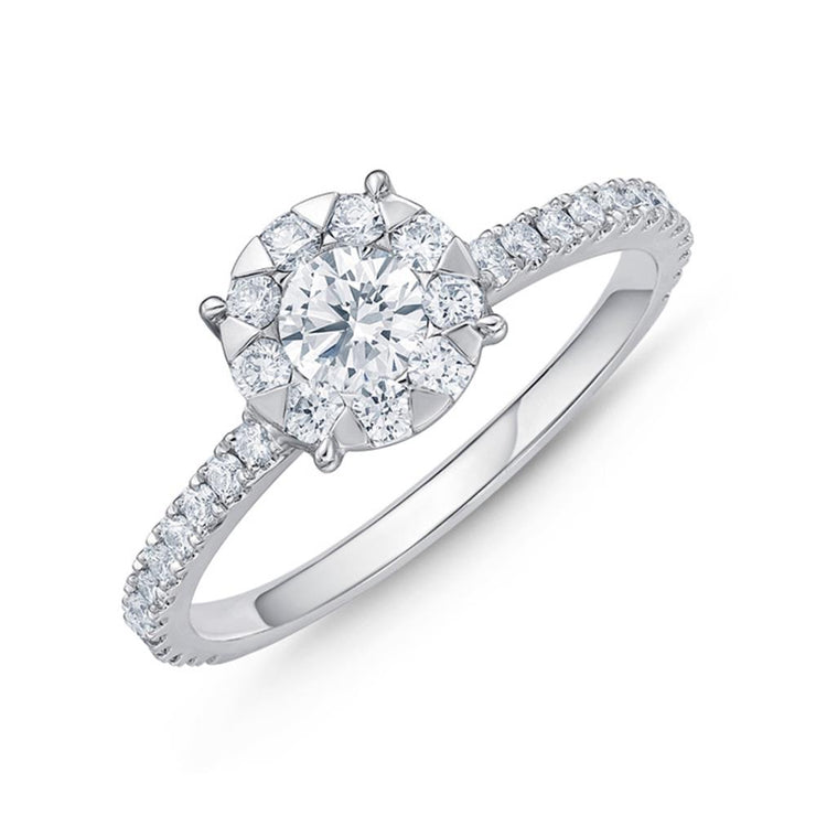 Bouquet Solitaire Engagement Ring with Diamond Shank .72ctw