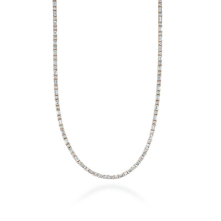 Diamond Tennis Necklace, Baguette & Round