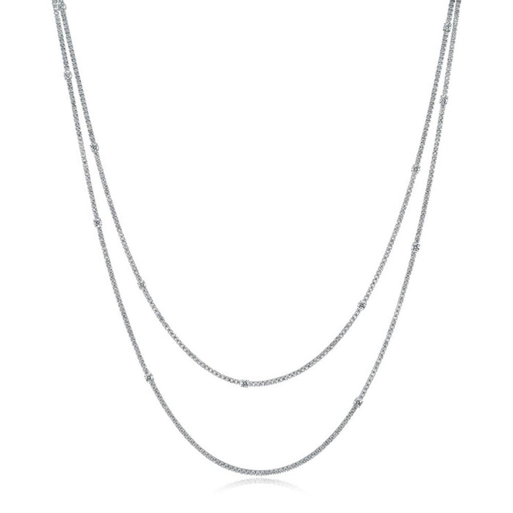 Double Row Station Necklace 12.50ctw approx.