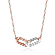 Double Link Pendant, Milgrain Two-Tone