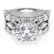 Round Solitaire Engagement Ring w/ Marquise & Pear Band