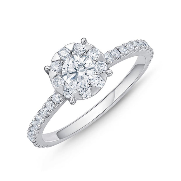 Bouquet Solitaire Engagement Ring with Diamond Shank .46ctw