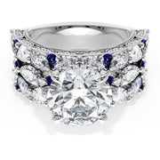 Round Solitaire Engagement Ring w/ Marquise & Pear Band
