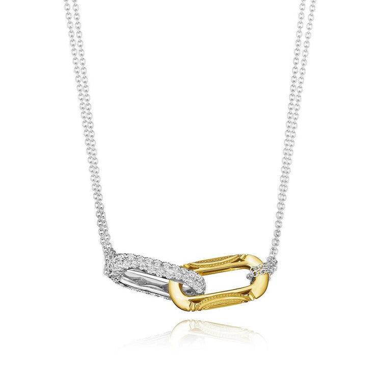 Double Link Pendant, Diamond Two-Tone