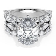 Pear Solitaire Engagement Ring w/ Marquise & Pear Band