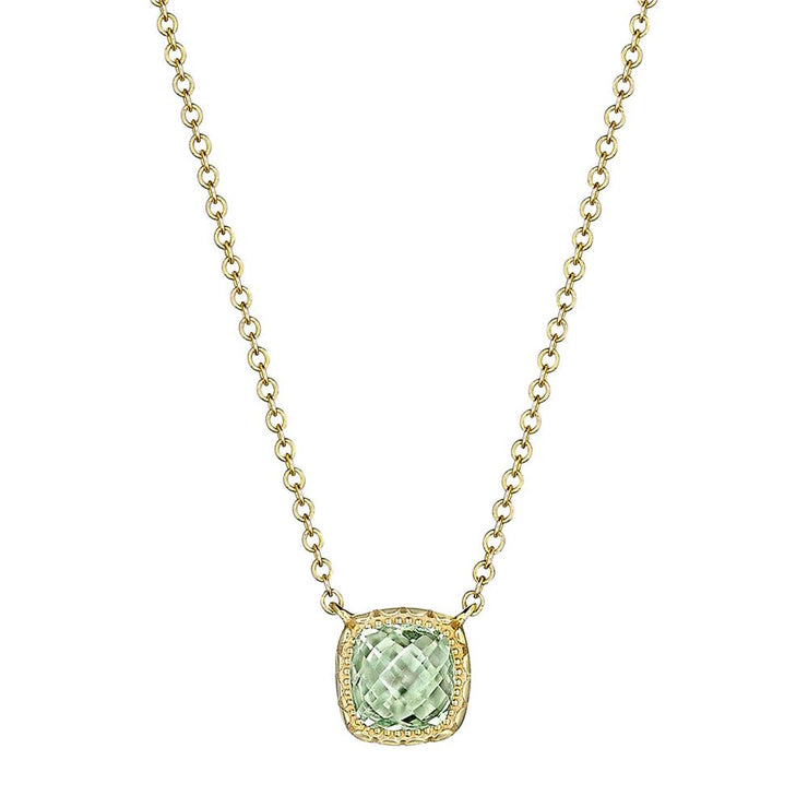 Petite Cushion Gem Necklace with Prasiolite