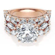 Round Solitaire Engagement Ring w/ Marquise & Pear Band