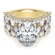 Oval Solitaire Engagement Ring w/ North South Marquise & Pear Band
