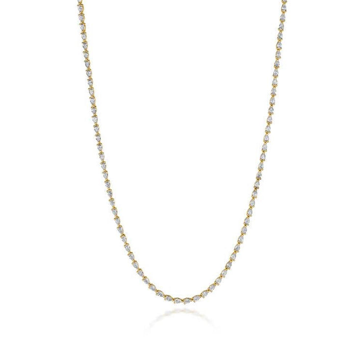 Pear Diamond Tennis Necklace in 18k Yellow Gold