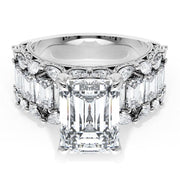 Emerald Solitaire Engagement Ring w/ Emerald & Pear Band