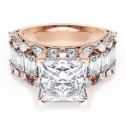 Princess Solitaire Engagement Ring w/ Emerald & Pear Band