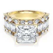 Princess Solitaire Engagement Ring w/ Emerald & Pear Band