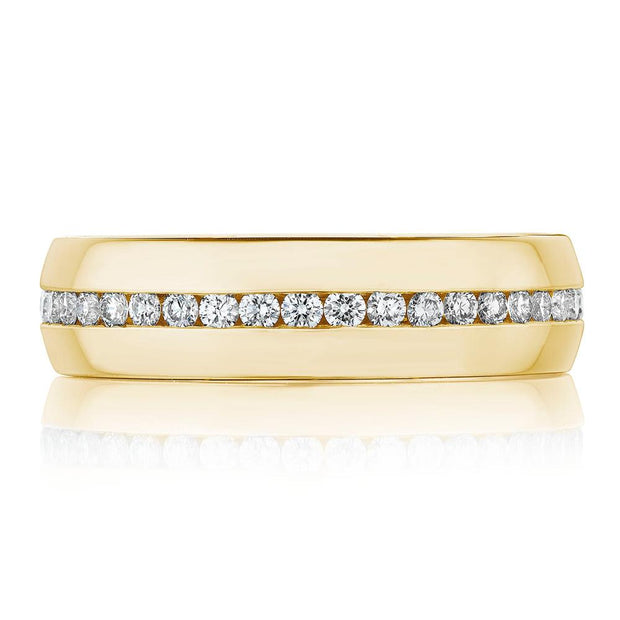 Channel Set Diamond in High Polish Finish Wedding Band
