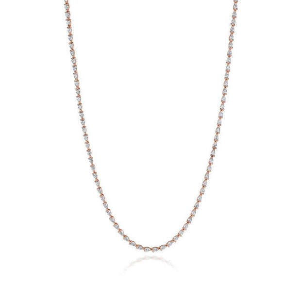 Pear Diamond Tennis Necklace in 18k Rose Gold