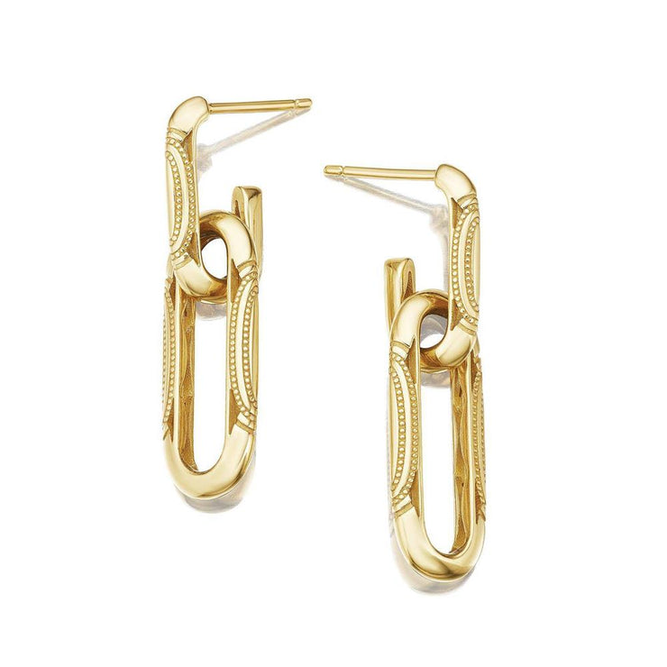 Double Link Earrings, Milgrain