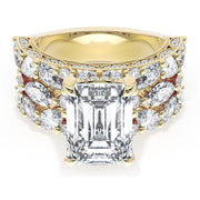 Emerald Solitaire Engagement Ring w/ Marquise & Pear Band