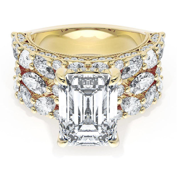 Emerald Solitaire Engagement Ring w/ Marquise & Pear Band