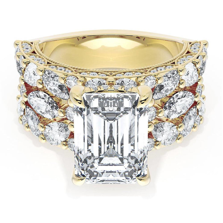 Emerald Solitaire Engagement Ring w/ Marquise & Pear Band