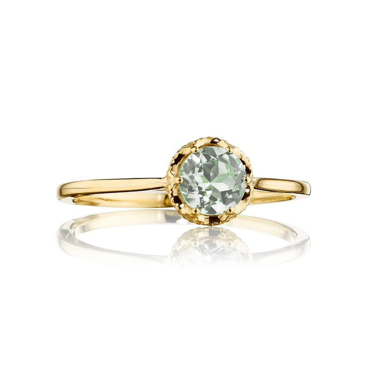 Petite Crescent Crown Gem Ring featuring Prasiolite