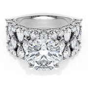 Round Solitaire Engagement Ring w/ North South Marquise & Pear Band