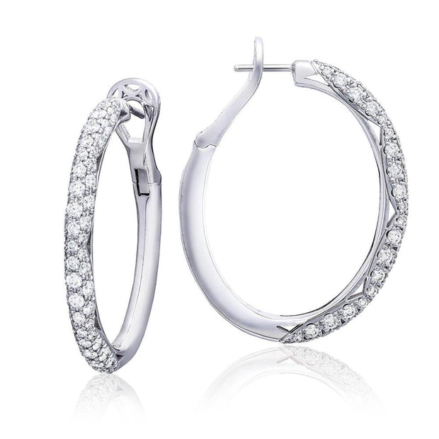 Hoop Earrings, Oval Full Diamond