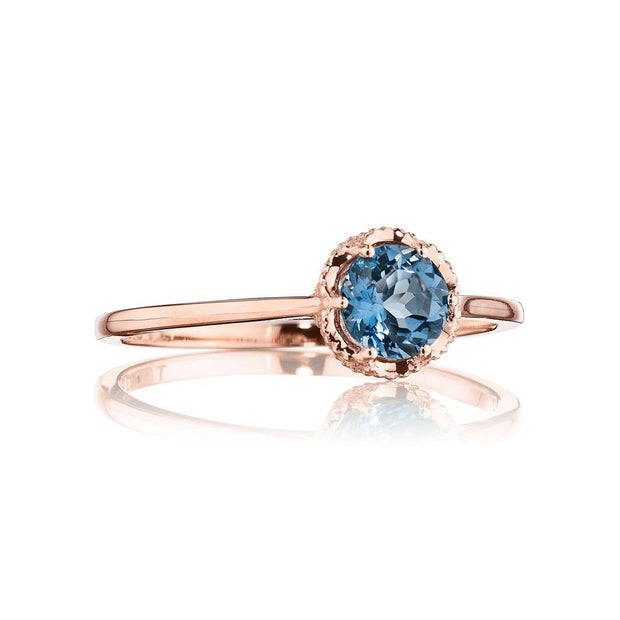 Petite Crescent Crown Gem Ring featuring London Blue Topaz