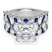 Princess Solitaire Engagement Ring w/ North South Marquise & Pear Band
