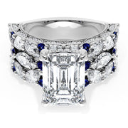Emerald Solitaire Engagement Ring w/ Marquise & Pear Band