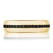 Channel Set Black Diamond in High Polish Finish Wedding Band