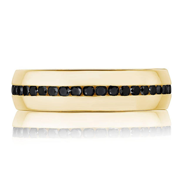 Channel Set Black Diamond in High Polish Finish Wedding Band