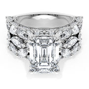 Emerald Solitaire Engagement Ring w/ Marquise & Pear Band