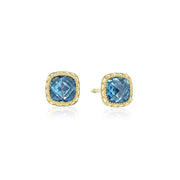 Petite Cushion Bloom Earrings with Sky Blue Topaz