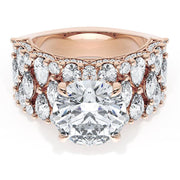 Round Solitaire Engagement Ring w/ North South Marquise & Pear Band