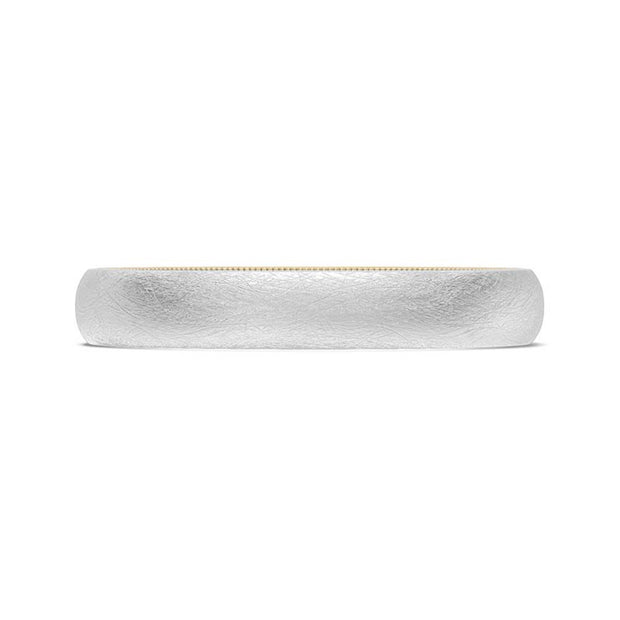 Classic Two-Tone Rounded Wedding Band in Brushed Finish