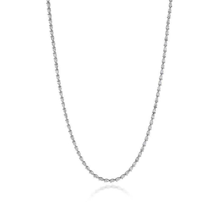 Pear Diamond Tennis Necklace in 18k White Gold