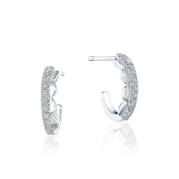 Open Crescent Diamond Huggie Earrings