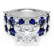 Cushion Solitaire Engagement Ring w/ North South Marquise & Pear Band