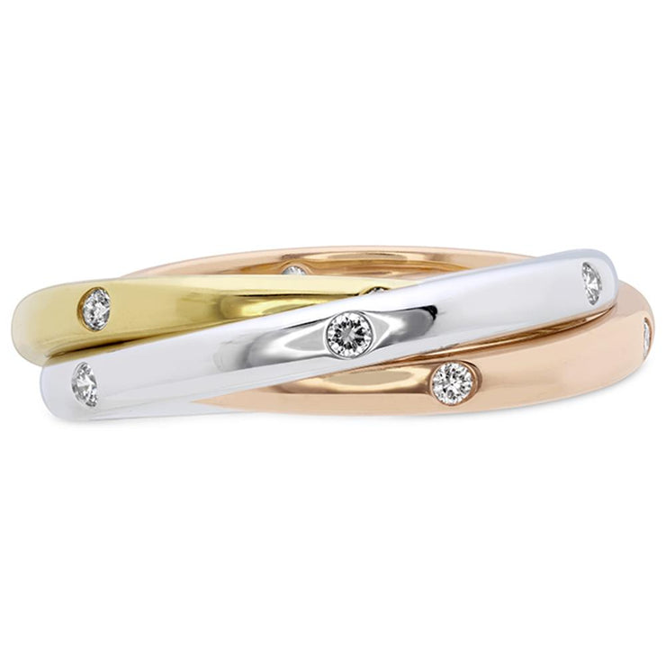 Burnished 3 Row Rolling Ring .33ctw approx. 2.5mm