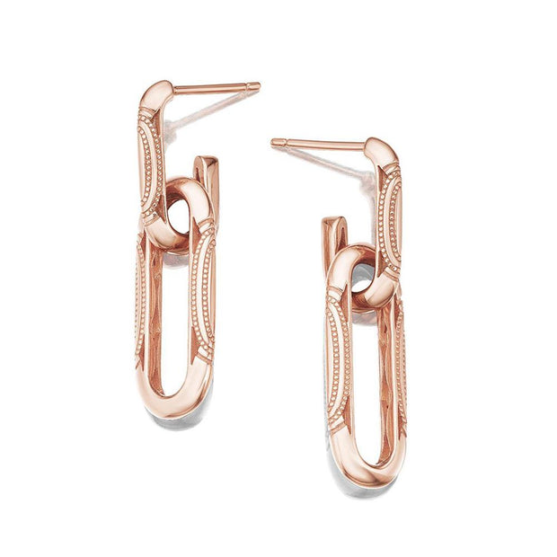 Double Link Earrings, Milgrain