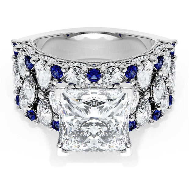 Princess Solitaire Engagement Ring w/ North South Marquise & Pear Band