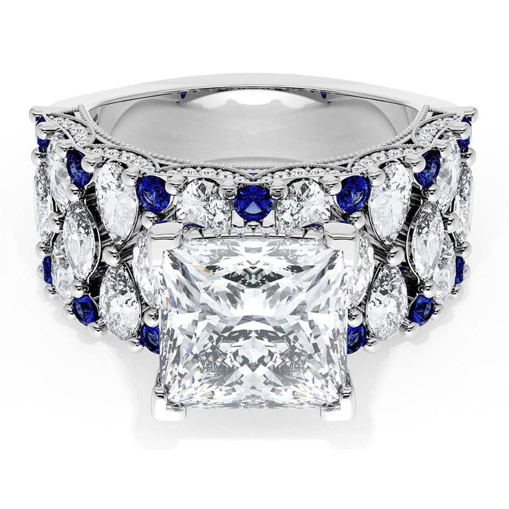 Princess Solitaire Engagement Ring w/ North South Marquise & Pear Band
