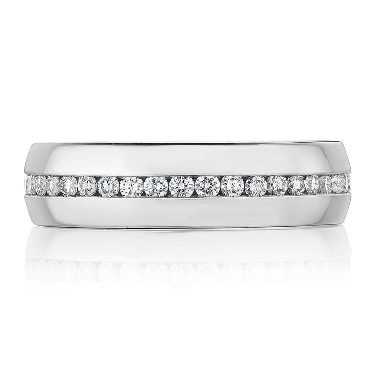 Channel Set Diamond in High Polish Finish Wedding Band