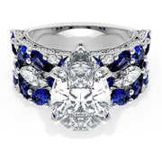 Pear Solitaire Engagement Ring w/ Marquise & Pear Band