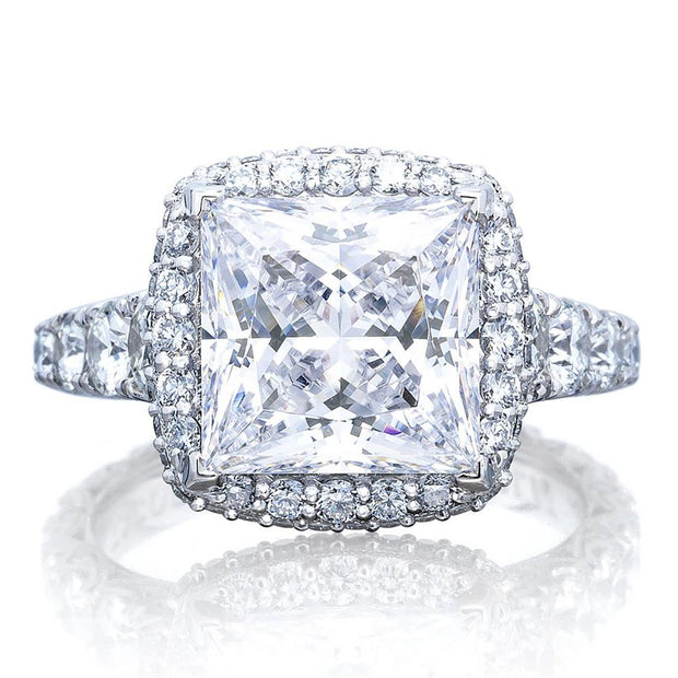 Princess with Cushion Bloom Engagement Ring