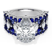 Pear Solitaire Engagement Ring w/ North South Marquise & Pear Band