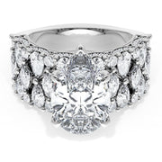 Pear Solitaire Engagement Ring w/ North South Marquise & Pear Band