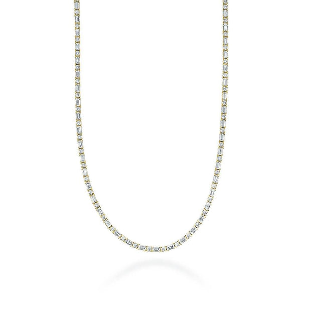 Diamond Tennis Necklace, Baguette & Round